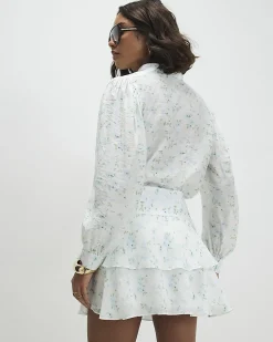 White Floral Rara Mini Skirt