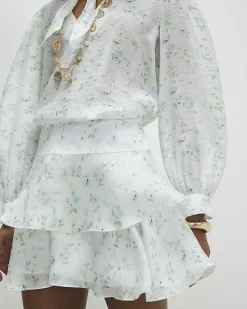 White Floral Rara Mini Skirt