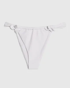 White High Leg Floral Trim Bikini Bottoms