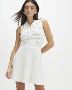 White Knitted Daisy Skater Dress