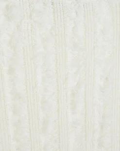 White Knitted Fringed Midi Skirt