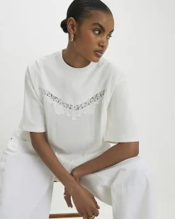 White Lace Detail T-Shirt