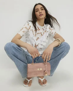 White Lace Short Sleeve Blouse