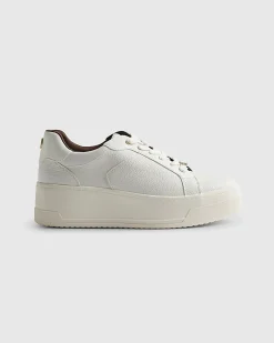 White Lace Up Flatform Trainers