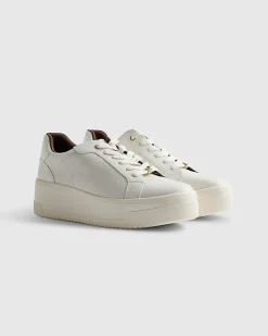 White Lace Up Flatform Trainers