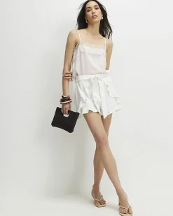 White Layered Frill Shorts