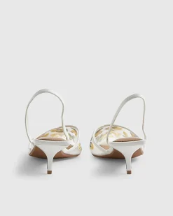 White Lemon Embroidered Court Heels