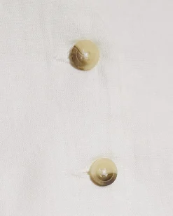 White Linen Blend Button Down Waistcoat