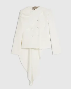 White Long Sleeve Short Cape Blazer