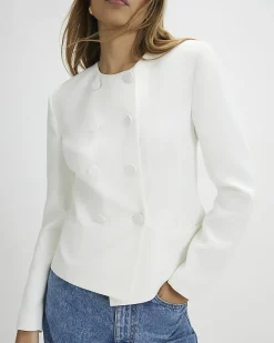 White Long Sleeve Short Cape Blazer