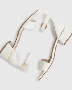 White Low Block Heel Sandals
