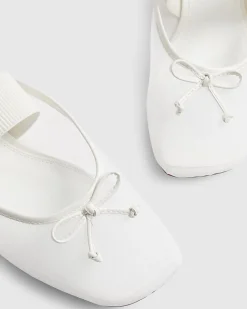 White Mesh Backless Ballet Pumps