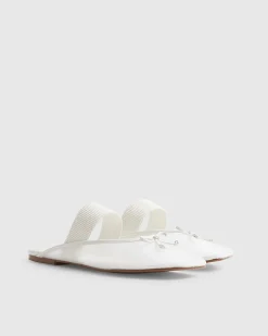 White Mesh Backless Ballet Pumps