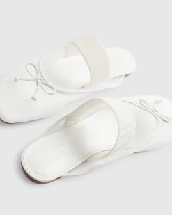 White Mesh Backless Ballet Pumps