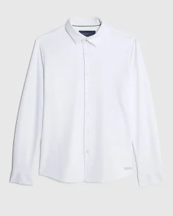 White Muscle Fit Stretch Pique Smart Shirt