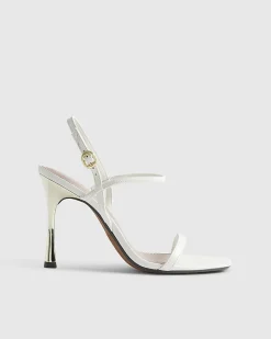 White Open Back Heeled Sandals