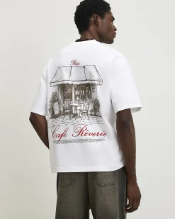 White Oversized Cotton Cafe Rivere T-Shirt