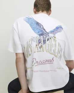 White Oversized Cotton Eagle T-Shirt
