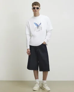White Oversized Cotton Eagle T-Shirt