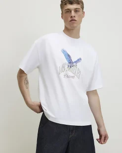 White Oversized Cotton Eagle T-Shirt