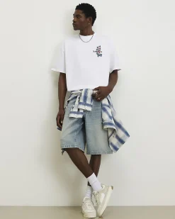 White Oversized Cotton Floral Dove T-Shirt