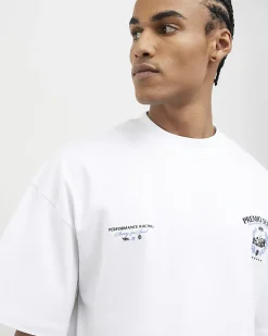 White Oversized Cotton Premio Racing T-Shirt