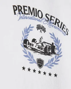 White Oversized Cotton Premio Racing T-Shirt