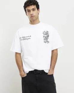 White Oversized Cotton Snake T-Shirt