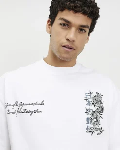 White Oversized Cotton Snake T-Shirt