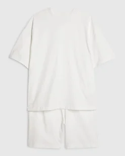 White Oversized Cotton T-Shirt And Shorts Set
