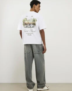 White Oversized Fit Cotton Graphic T-Shirt