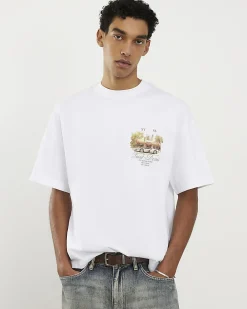 White Oversized Fit Cotton Graphic T-Shirt