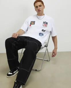 White Oversized Fit Cotton Kazaki T-Shirt