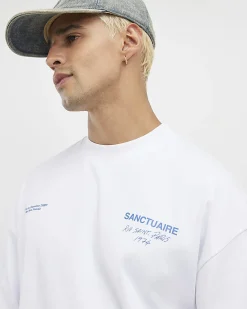 White Oversized Fit Cotton Sanctuaire T-Shirt