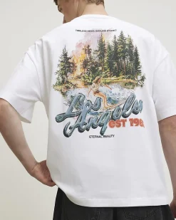 White Oversized Fit Cotton Fire House T-Shirt