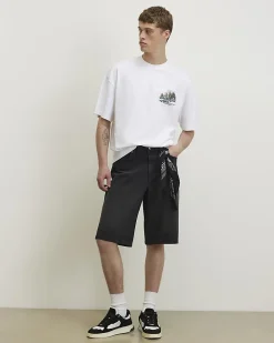 White Oversized Fit Cotton Fire House T-Shirt