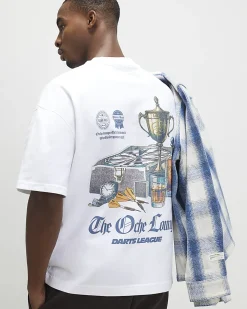 White Oversized Fit Darts Midweight T-Shirt