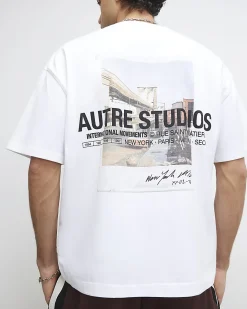 White Oversized Fit Graphic Print T-Shirt