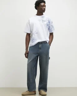 White Oversized Floral Midweight T-Shirt