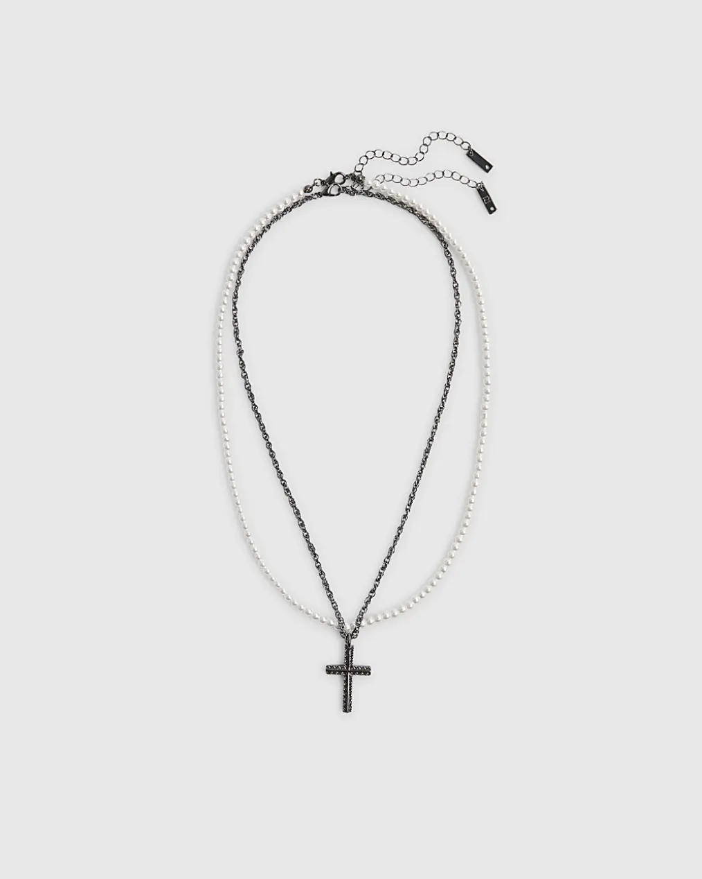 White Pearl Cross Pack Of 2 Necklaces