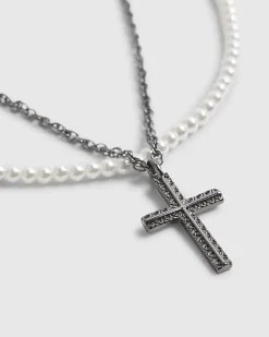 White Pearl Cross Pack Of 2 Necklaces