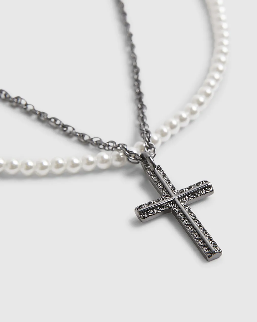 White Pearl Cross Pack Of 2 Necklaces