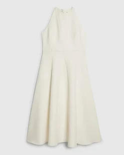 White Premium Bow Back Detail Midi Dress