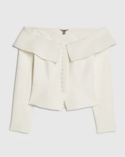 White Premium Structured Bardot Jacket