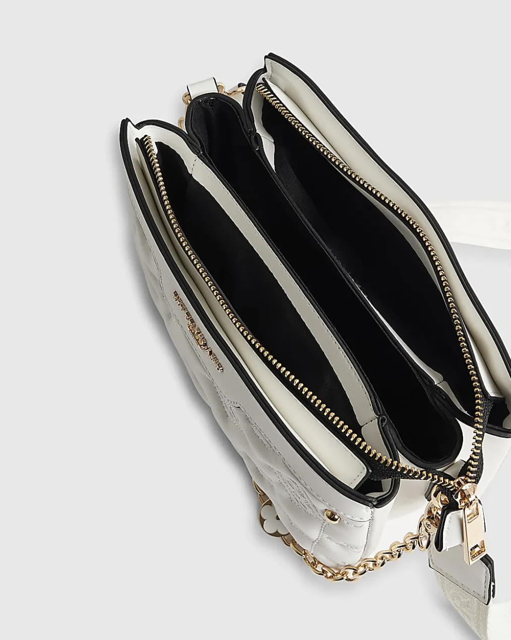 White Quilted Monogram Cross Body Bag