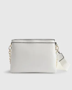 White Quilted Monogram Cross Body Bag