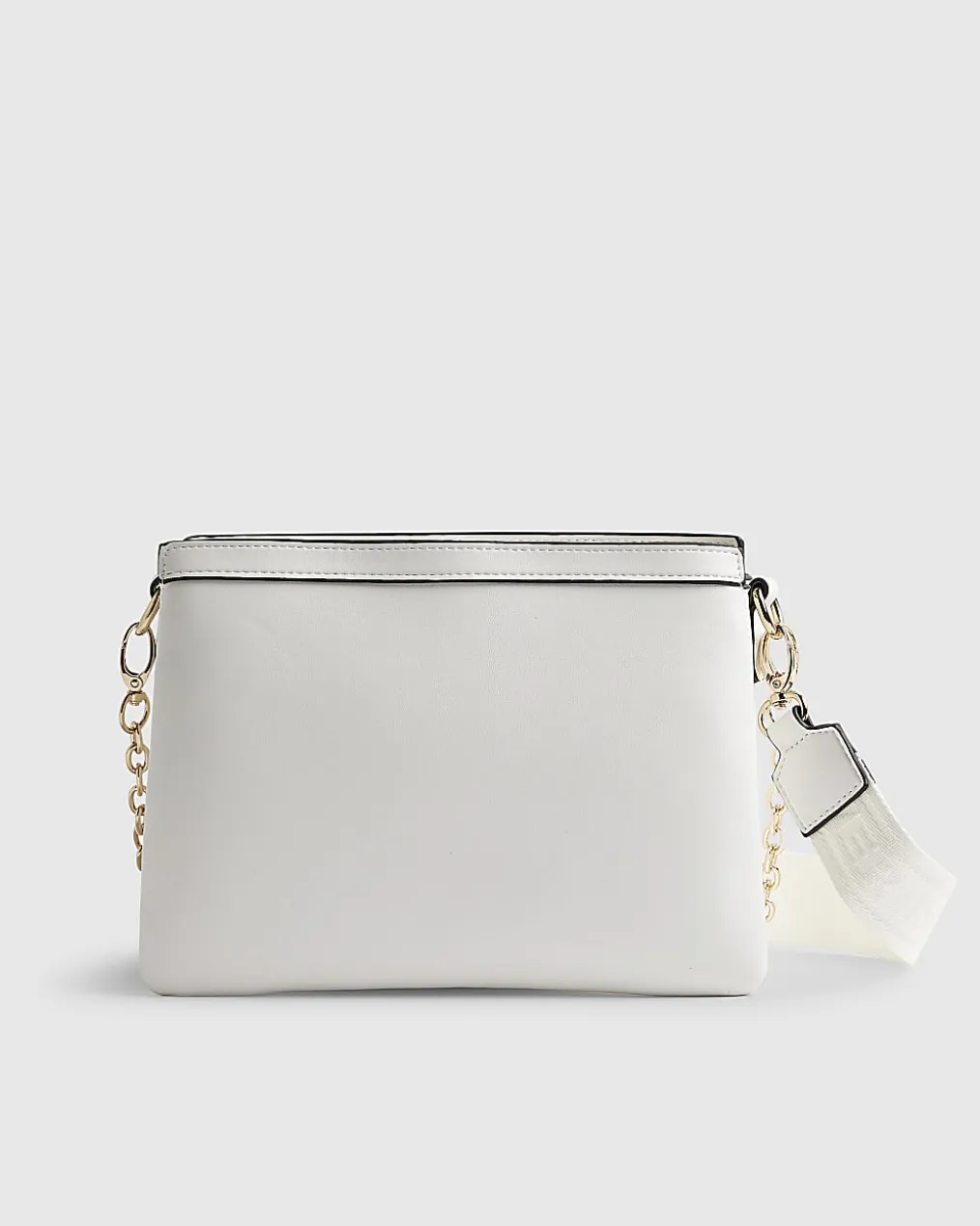 White Quilted Monogram Cross Body Bag