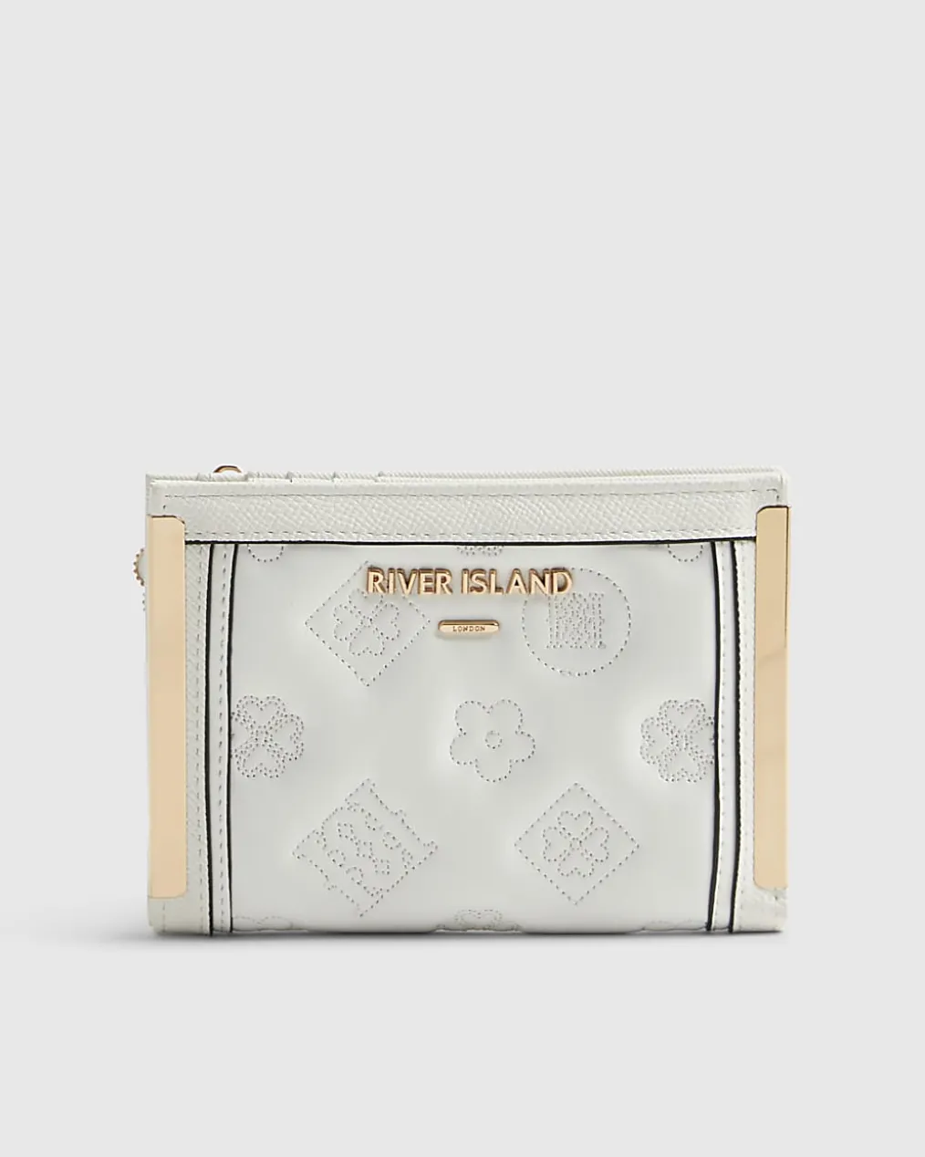 White Quilted Monogram Medium Foldout Purse