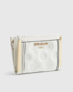 White Quilted Monogram Medium Foldout Purse
