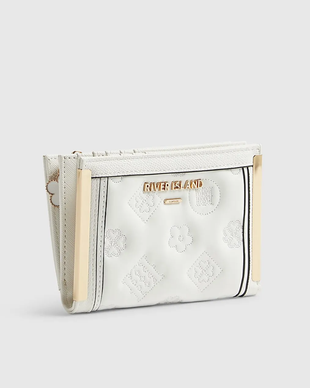 White Quilted Monogram Medium Foldout Purse